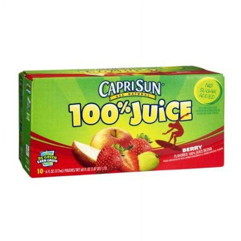 4 PACKS : Capri Sun 100% Juice All Natural Berry Juice Pouches - 10 PK