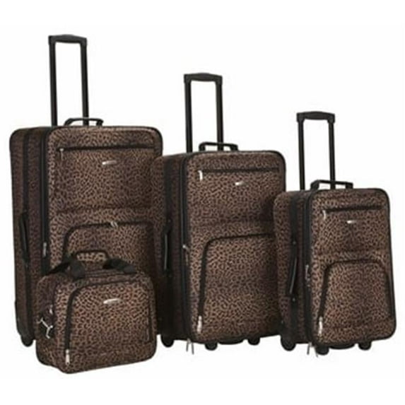 On The Go 4 Piece Leopard Luggage, Multicolor