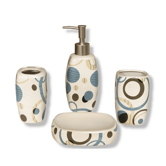 4-PC Bathroom Accessory Sets - Tumbler, Toothbrush Holder, Soap Dispenser, Dish!