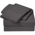 thumbnail image 1 of 4 PC Bed Sheets Set, 100% Egyptian Cotton, 800 Thread Count, 15 Inch Deep Pocket on Fitted Sheet, Dark Grey Solid Full XXL Size, 1 of 5
