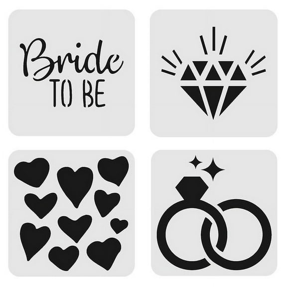 4 PC Bride To Be Variety Stencil Pack