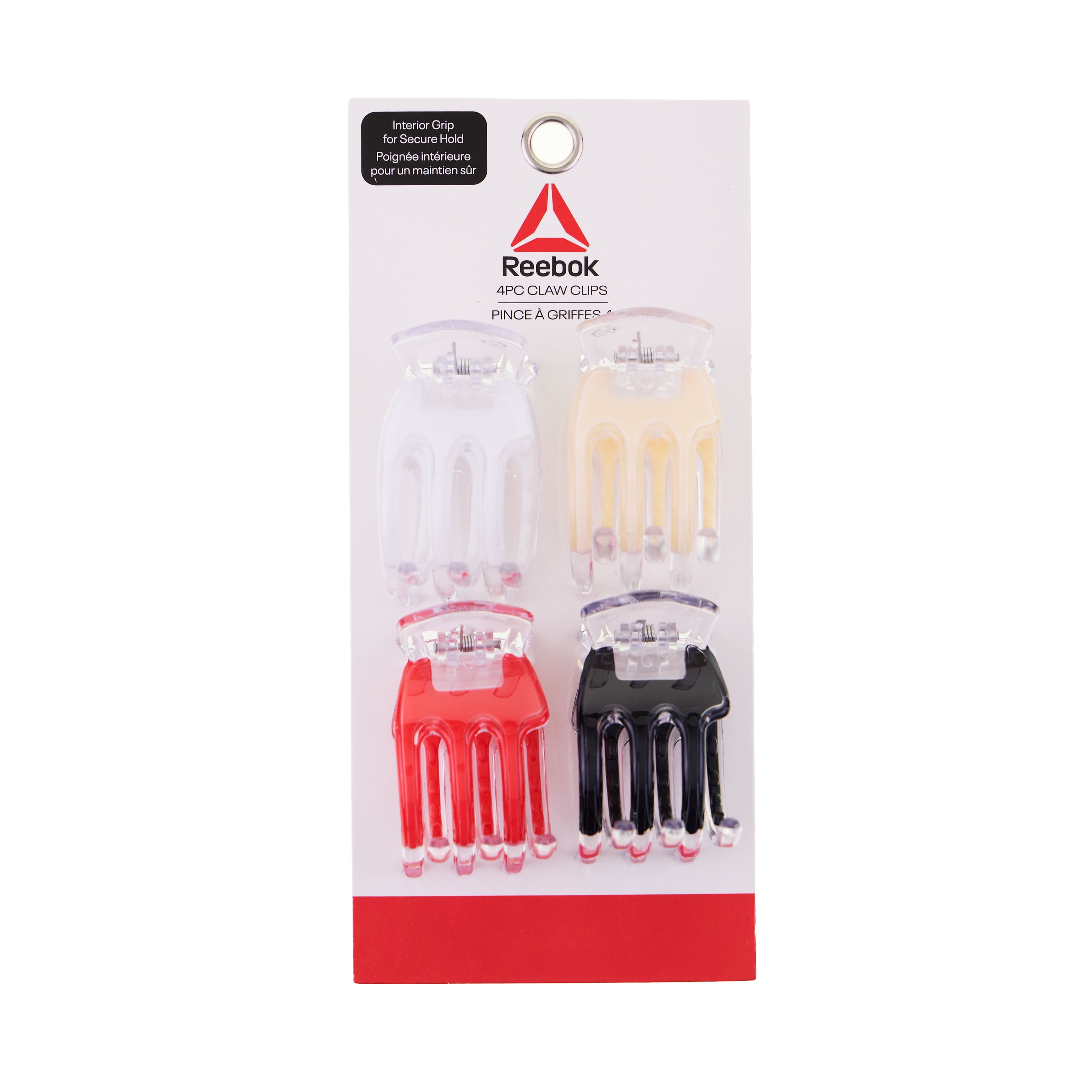 Reebok Claw Clip With Interior Grip, 4 Piece Set for All Hair Types