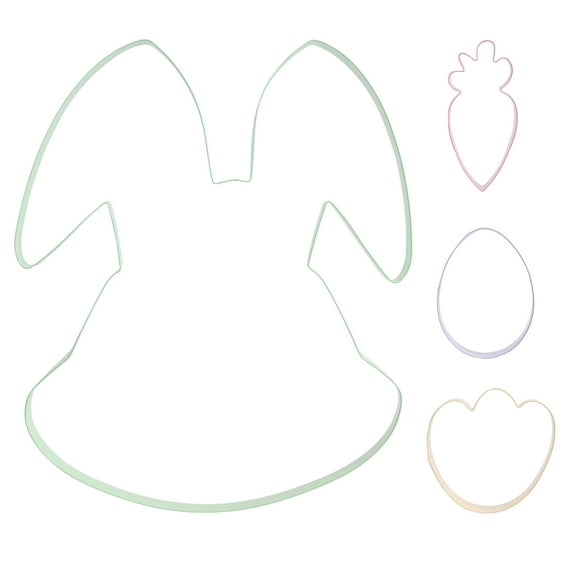 Way to Celebrate Bunny Rabbit 4-Piece Cookie Cutter Set - Green, Purple, Yellow, Pink