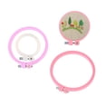 thumbnail image 1 of 4 PC Cross Stitch Embroidery Frame Supplies Pink Square Hoop, 1 of 8