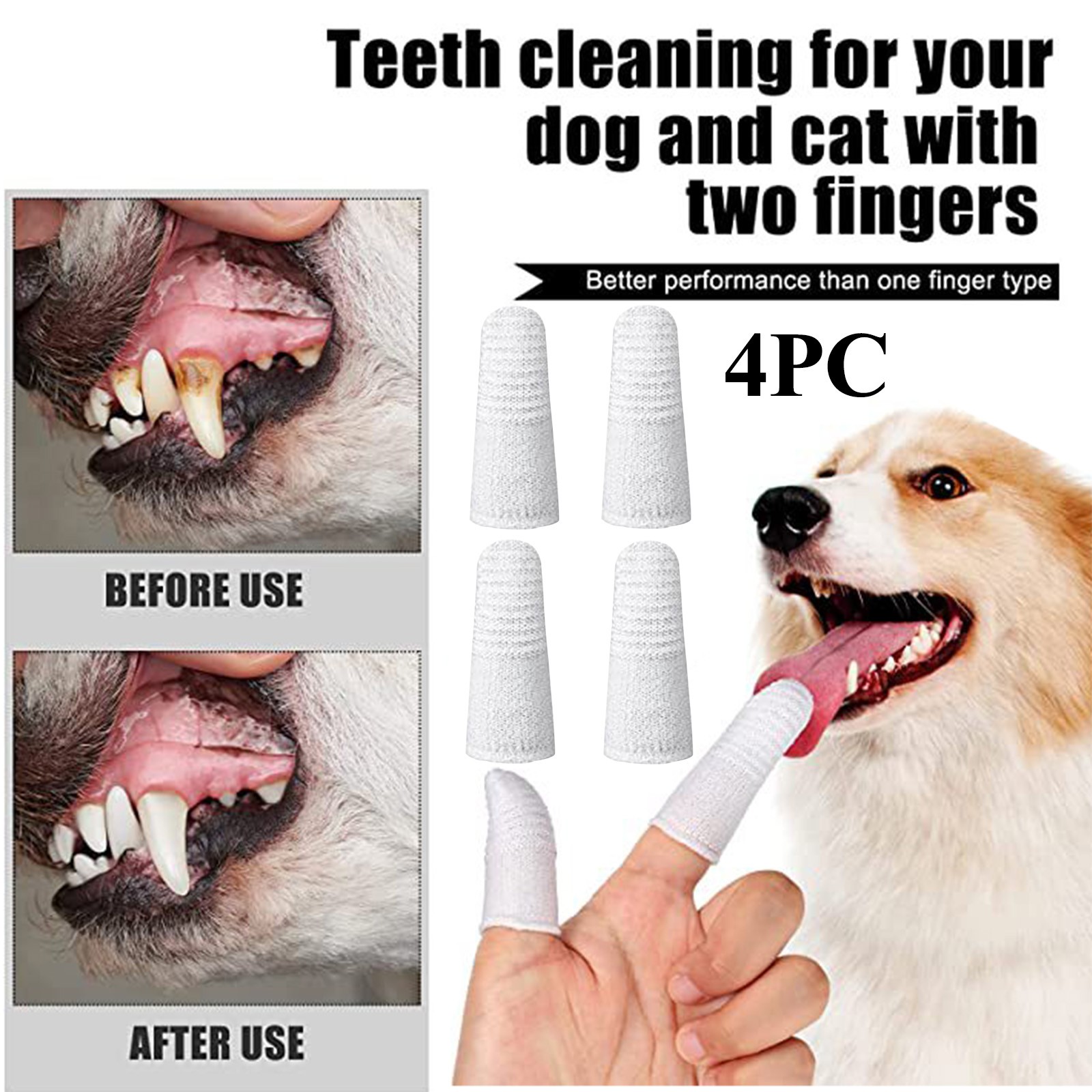 4 PC Dog Toothbrush Cat Toothbrushes Fingers Cots Toothbrushes For Dog