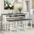 thumbnail image 1 of 4 PC Farmhouse Counter Height Dining Table Set with 3 Storage Space, 60" Dining Table & Saddle Stools, Console Kitchen Table Set with 3 Stools for Living Room Dining Room Kitchen Island, White+gray, 1 of 9