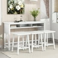 thumbnail image 1 of 4 PC Farmhouse Counter Height Dining Table Set with 3 Storage Space, 60" Dining Table & Saddle Stools, Console Kitchen Table Set with 3 Stools for Living Room Dining Room Kitchen Island, White, 1 of 9