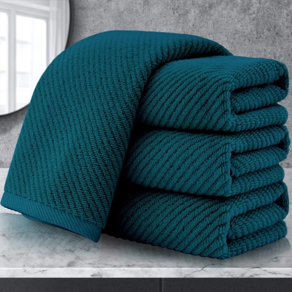 4 PC Hand Towel Set 18 x 28 Inches 100% Cotton Lightweight Thick Quick Dry Soft Absorbent Deep Turquoise