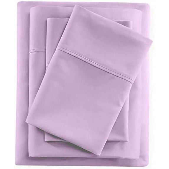 4 PC Luxury Sheet Set, 300 Thread Count, 100% Egyptian Cotton, Extra Soft and Luxury Bed Sheet Set , 18" Deep Pocket - Twin Size - Lavender Solid.