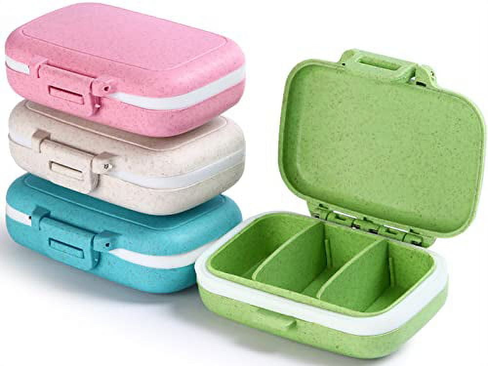 ZEHRAI 4 Pack Travel Pill Organizer, 8 Compartments Portable Pill Case, Small  Pill Box for Pocket Purse Portable Medicine Vitamin Container, 3 Layer Seal Pill  Box (Blue, Green, Pink, Beige） - Yahoo Shopping