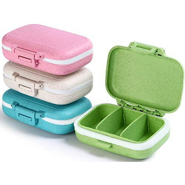 4 Pack Pill Case Portable Small Weekly Travel Pill Organizer Portable  Pocket Pill Box Dispenser for Purse Vitamin Fish Oil Compartments Container  Medicine Box by M MUCHENGBAO 