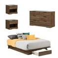 thumbnail image 1 of 4 PC Queen Platform Bedroom Set with Dresser and 2 Nightstands in Natural Walnut, 1 of 8