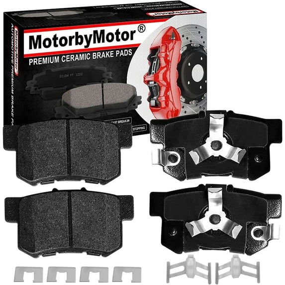 4 PC Rear Ceramic Brake Pads with Hardware Kits Fits for Acura RDX 2013-2018, Hond CR-V Accord Crosstour Low Dust Brake Pad All Models
