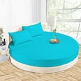 thumbnail image 1 of 4 PC Round Bed Sheet Bed Cover 12" Deep Pocket of Mattress, 1000 TC (1 Flat Sheet, 1 Fitted Sheet, 2 Pillowcases) 76" Diameter Turquoise Blue Solid Soft & Easy Care, 1 of 6