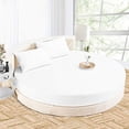 thumbnail image 1 of 4 PC Round Bed Sheet Bed Cover 12" Deep Pocket of Mattress, 1000 TC (1 Flat Sheet, 1 Fitted Sheet, 2 Pillowcases) 80" Diameter White Solid Soft & Easy Care, 1 of 6