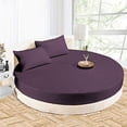 thumbnail image 1 of 4 PC Round Bed Sheet Bed Cover 12" Deep Pocket of Mattress, 1000 TC (1 Flat Sheet, 1 Fitted Sheet, 2 Pillowcases) 96" Diameter Plum Solid Soft & Easy Care, 1 of 6