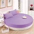 thumbnail image 1 of 4 PC Round Bed Sheet Set 21" Deep Pocket of Mattress, 1000 TC (1 Flat Sheet, 1 Fitted Sheet, 2 Pillowcases) 80" Diameter Lilac Solid Durable & Easy Washable, 1 of 6