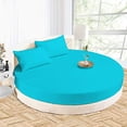 thumbnail image 1 of 4 PC Round Bed Sheet Set 21" Deep Pocket of Mattress, 1000 TC (1 Flat Sheet, 1 Fitted Sheet, 2 Pillowcases) 80" Diameter Turquoise Blue Solid Durable & Easy Washable, 1 of 6