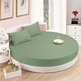 thumbnail image 1 of 4 PC Round Bed Sheet Set 21" Deep Pocket of Mattress, 1000 TC (1 Flat Sheet, 1 Fitted Sheet, 2 Pillowcases) 84 " Diameter Moss Solid Durable & Easy Washable, 1 of 6