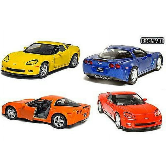 4 PC SET: 5" Kinsmart 2007 Chevrolet Corvette Z06 Diecast Model Toy Car 1:36 Chevy