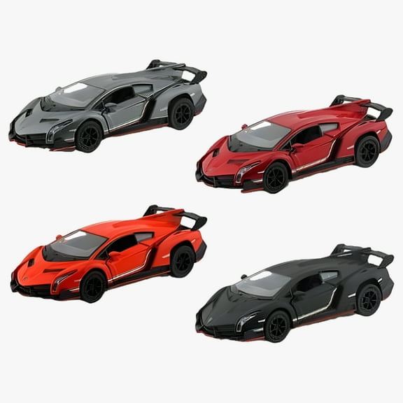 4 PC SET: 5" Kinsmart Lamborghini Veneno Diecast Model Toy Car 1:36