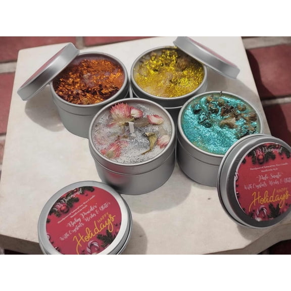 4 PC Sampler Natural Soy Wax Candles Christmas Theme