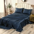 thumbnail image 1 of 4 PC Satin Silky Soft Bed Sheet Set Queen/King Size Fitted Pillow Cases, 1 of 3