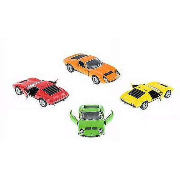 4 PC Set: 5" Kinsmart 1971 Lamborghini Miura P400 SV Diecast Model Toy Car 1:34