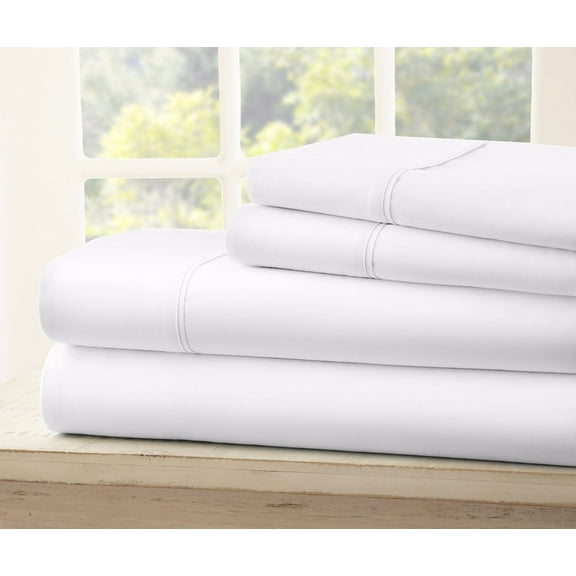 4-PC White Full Eco-Friendly Premium Bed Sheet Set, Deep Pocket and Ultra Soft Solid Sheets Made of Viscose from Natural Bamboo