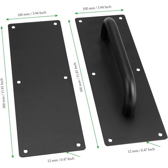 4 PCS 12 x 4 Inch Stainless Steel Door Handle, Pull and Push Plates Door Handle with 36 Screws, Pull Push Handles for Commercial Home Office Places, Black$$Tools & Hardware Other