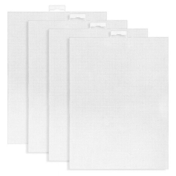 4 PCS 14 Count Plastic Mesh Canvas Sheets for Embroidery, White Plastic Needlepoint Canvas (8 X 11 Inches)