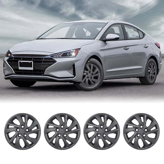 4 PCS 15 inch Hubcaps for 2011-2016 Hyundai Elantra Sedan Bolt-On Matte Black 6 Spoke with 5 Lug Holes Style 15 inch Wheel Rims Cover