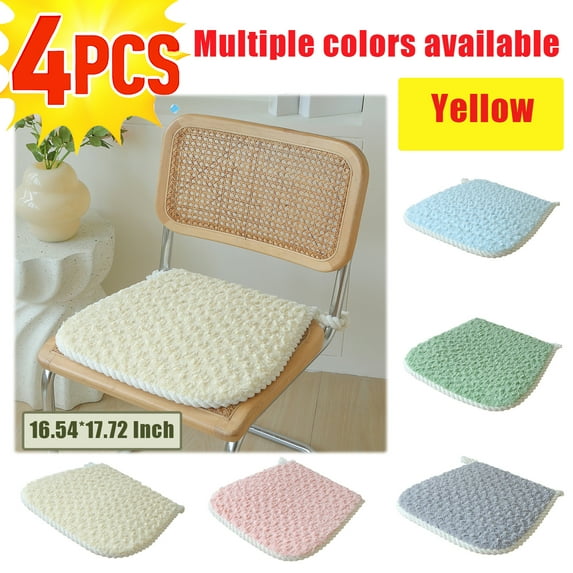4 PCS 16.54*17.72 Inch Chair Cushions for Dining Chairs,Tufted Chair Pads with Non-Slip Backing,Kitchen Seat Cushions with Ties,Washable Seat Pad