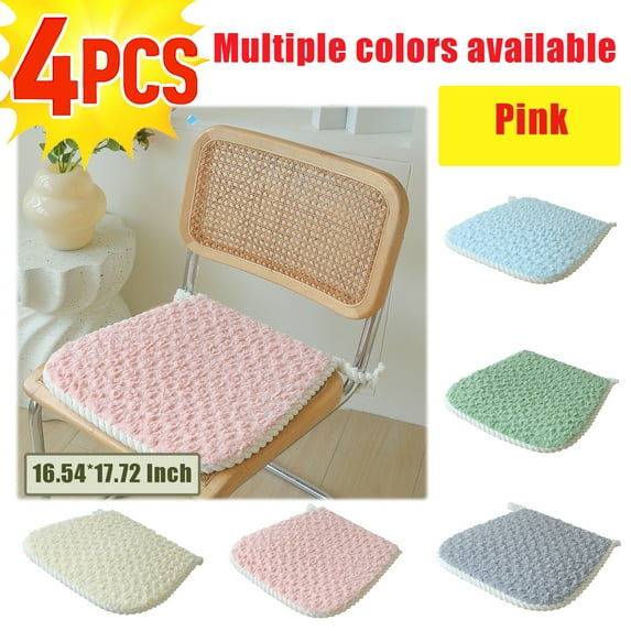 4 PCS 16.54*17.72 Inch Kitchen Chair Cushions,D-Shaped Chair Cushion with Ties,Soft Chair Pads for Dining Chairs