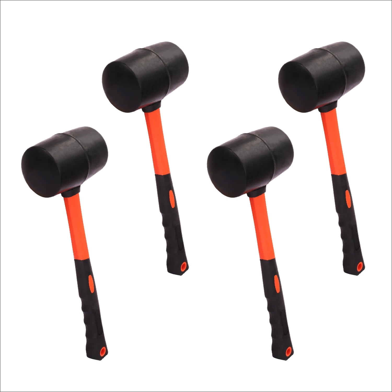 4 PCS 16 OZ Rubber Mallet, Hammer Head With Black-Yellow Fibergla Handle Perfect For Wood, Metal, Plastic, Gla, And Ceramics. By