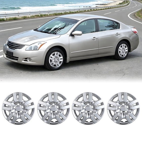 4 PCS 16 inch Hubcaps for 2007-2012 Nissan Altima Sedan/2008-2009 Nissan Altima Coupe, ABS&PC Wheel Rims Cover, Bolt-On Chrome