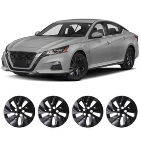 4 PCS 16 inch Hubcaps for 2019-2025 Nissan Altima Snap-On Black Lacquer 5 Double Spoke Style 16 inch Wheel Rims Cover for OEM NO. 40315-6CA1B