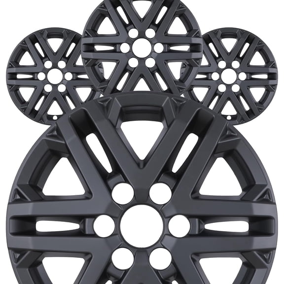 4 PCS 18 inch Alloy Wheel Rims Cover for 2022-2026 Toyota Tundra SR5 model /2023-2026 Toyota Sequoia SR5 Snap-On Matte Black ABS+PC Material 18 inch Hubcaps(4 Pack)