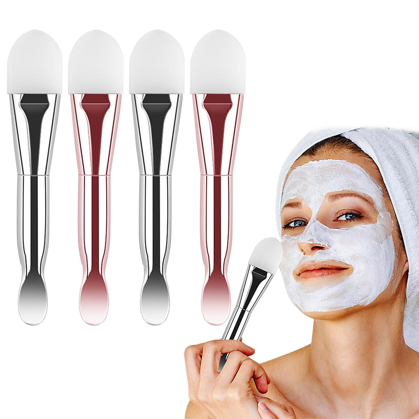 4 PCS 2 in 1 HYZ01 Face Mask Brush, Silicone Face Mask Applicator Face
