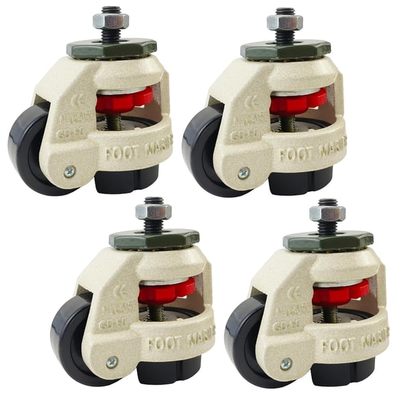 4 PCS 2 Inch(50mm) Leveling Machine Stem Casters Retractable Rubber Leveling Foot for Workbench, Machines, and Equipment Total Capacity 2200 Lbs