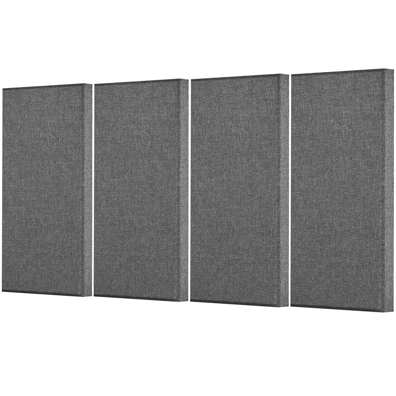 4 PCS 2 Inch Thick 23.6 x 11.8 Inch Gray Fiberglass Acoustic Panels Self Adhesive Soundproof Wall Boards for Studio Office Home Theater Meeting Room
