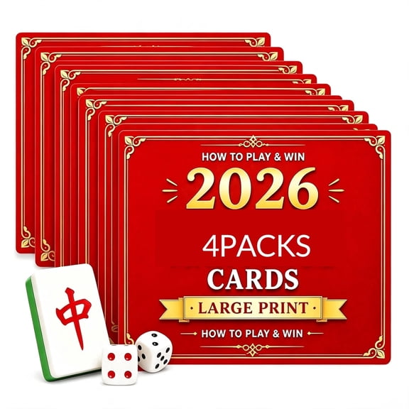 4 PCS 2026 Mahjong Reference Cards, Large Print Easy to Read Game Rule Cards for American Mahjong YAHAFEPY