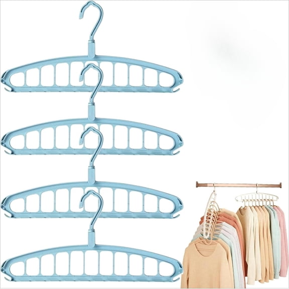 4 PCS 2026 New Multifunctional Foldable Clothes Hanger with 11-Hole - Upgrade Space Saving Hanger with 360° Rotation Hooks, Closet Organizer for Shirts Coats Pants