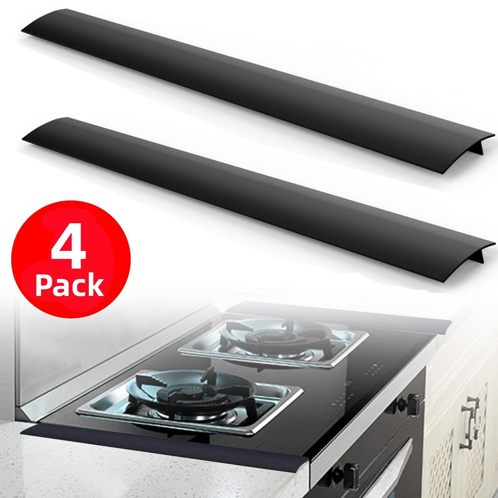 4 PCS 21 inches Silicone Stove Counter Gap Cover Seals Out Spills Between Counters, Appliances, Dryers, Stoves, Washing Machines