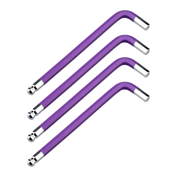 4 PCS 8mm Ball End Hex Key Allen Wrench,Internal Hexagonal Wrench, L Shaped Long Arm S2 Steel Repairing Tool,Purple