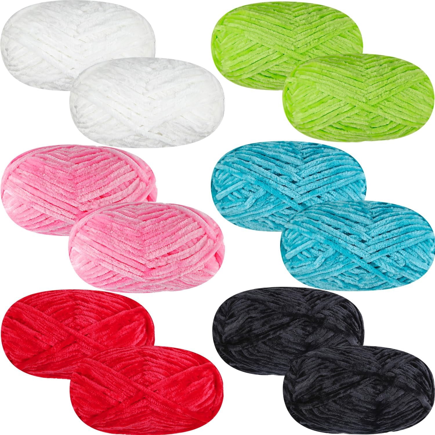 4 PCS 400g Soft Chenille Yarn Velvet Yarn for Crocheting, Fluffy Yarn for Knitting and Crochet DIY Craft,Warm Yarn for Blanket Bag Hat Scarve Clothe Gloves Slippers Doll