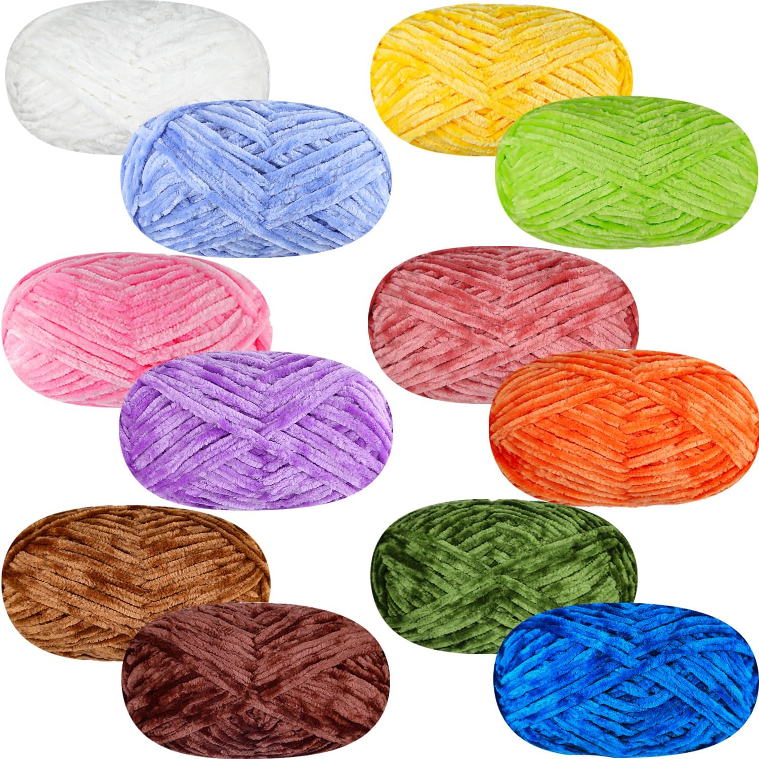 4 PCS 400g Soft Chenille Yarn Velvet Yarn for Crocheting, Fluffy Yarn for Knitting and Crochet DIY Craft,Warm Yarn for Blanket Bag Hat Scarve Clothe Gloves Slippers Doll