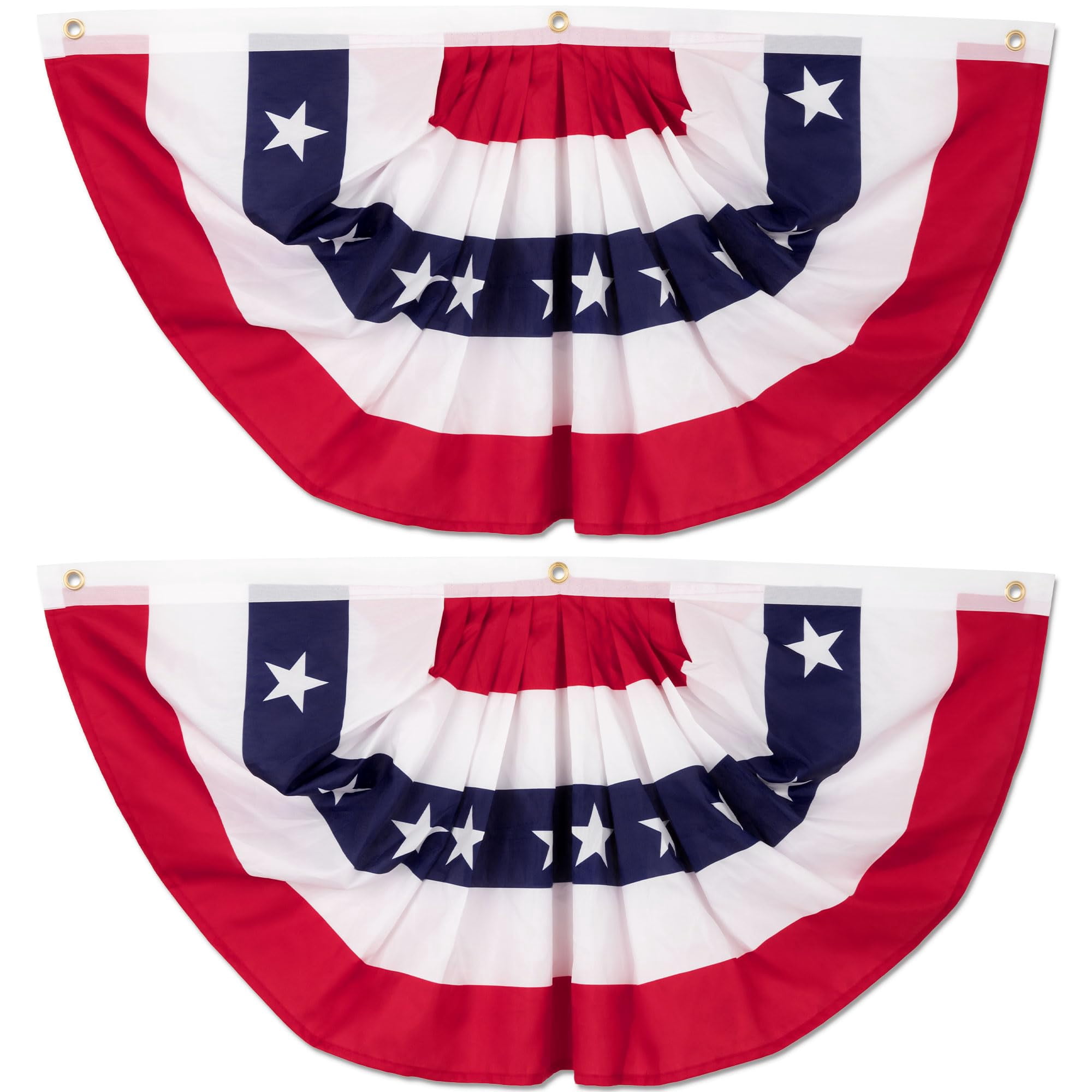 4 PCS 4th of July Decorations, 1.5 x 3 FT USA Pleated Fan Flags, Patriotic Bunting Decor American Flag Banner Fourth of July US Half Fan Flags Independence Day Memorial Day Outdoor Home Decor