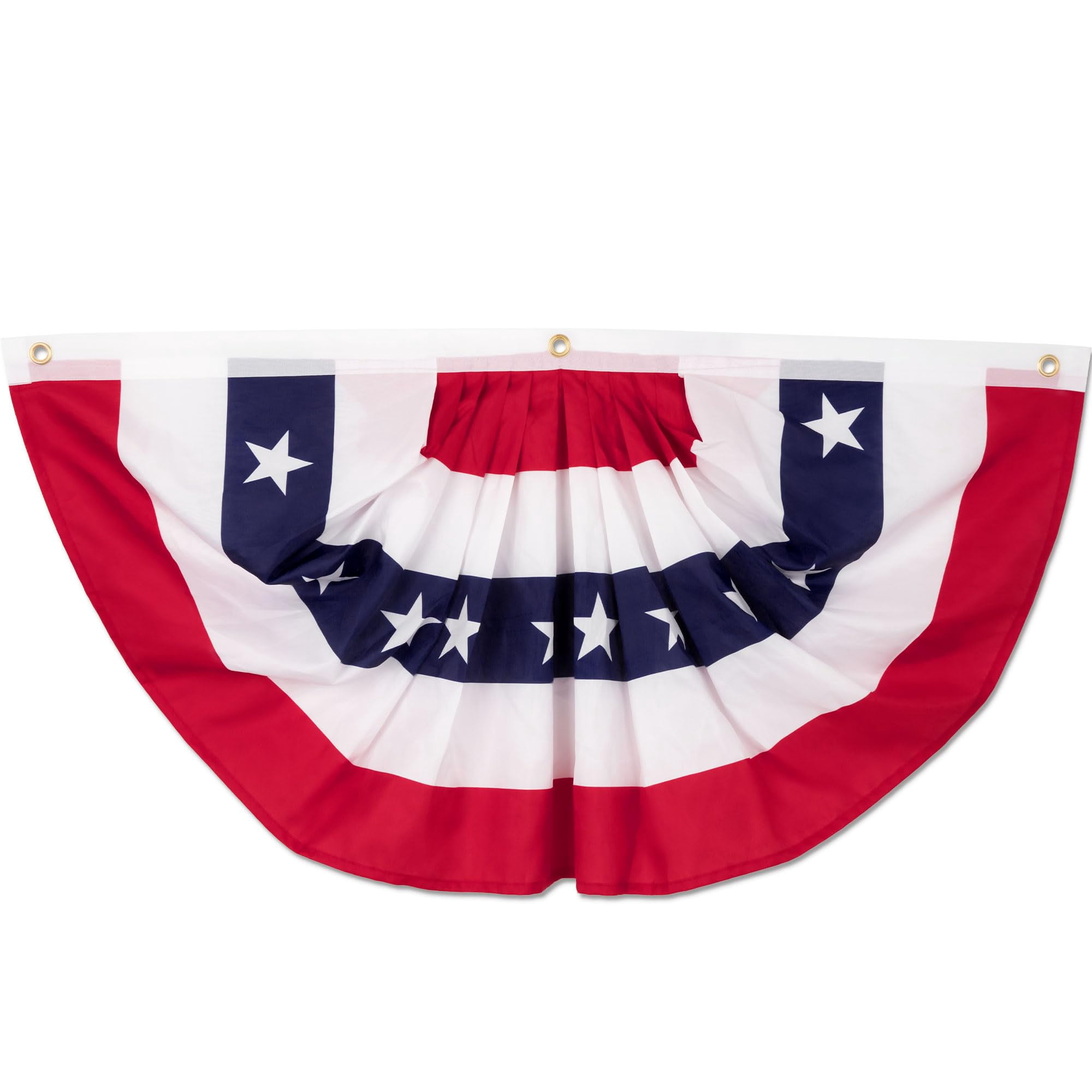4 PCS 4th of July Decorations, 1.5 x 3 FT USA Pleated Fan Flags, Patriotic Bunting Decor American Flag Banner Fourth of July US Half Fan Flags Independence Day Memorial Day Outdoor Home Decor