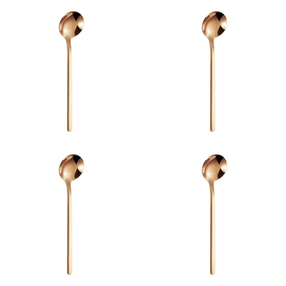 4 PCS 5 Inches Coffee/ Tea Spoons Long Handle,Gold,Ice Tea,Espresso Stainless Steel Long Spoons for Stirring(Rose Gold)